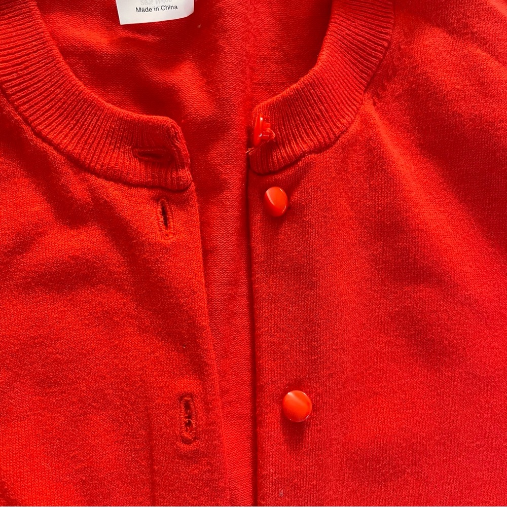 J.Crew Poppy Red 3/4 Sleeved Cotton Cardigan - Picture 5 of 9